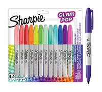 Sharpie Glam Pop Permanent Markers | Fine 1 count (Pack of 12),