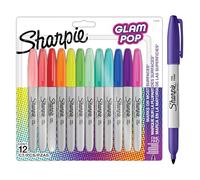 Sharpie Glam Pop Permanent Markers | Fine Point for Bold Details | Assorted Vibrant Colours | 12 Marker Pens