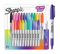 Sharpie Glam Pop Permanent Markers | Fine Point for Bold Details | Assorted Vibrant Colours | 24 Marker Pens