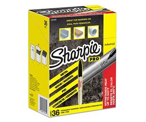 SHARPIE Industrial Permanent Markers, Fine Tip, Black, 36 Count
