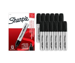 Sharpie King Size Permanent Markers Chisel Tip Markers for Work & Industrial Use, 12 Count