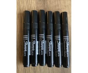 Sharpie M15 Bullet Tip BLACK Permanent Markers(PKT 6 MARKERS) S0192584 BRAND NEW