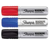 Sharpie Magnum - Blue + Black + Red - 3-Color Bundle - Magnum Oversized Permanent Markers - Chisel Tip