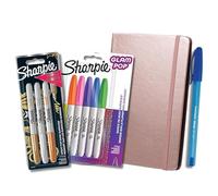 Sharpie Marker Gift Set with Rose Gold A5 Notebook - Includes Glam Pop & Metallic Markers + Paper Mate Pen - School Supplies for Kids, Teens & Artists - 10 Piece Set