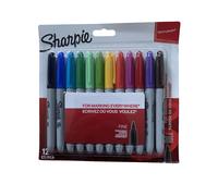 Sharpie Permanent Marker Fine Tip 0.9mm Line Assorted Colours (Pack 12)