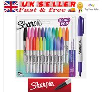 Sharpie Glam Pop Permanent Markers | Fine Point for Bold Details | Assorted Vibrant Colours | 24 Marker Pens