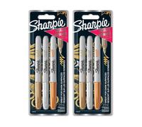 Sharpie Metallic Permanent Marker Pens - Fine Point - Pack of 6 - Assorted Metallic Colours - Gold, Silver, Bronze