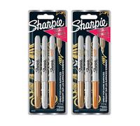 Sharpie Metallic Permanent Marker Pens - Fine Point - Pack of 6 - Assorted Metallic Colours - Gold, Silver, Bronze