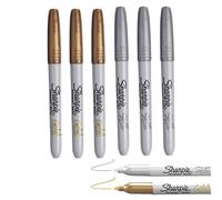Sharpie Metallic Permanent Markers | Fine Point | 3x Gold 3x Silver | Markers for black surfaces, construction labeling,arts and crafts | Metallic Colors, quick drying - no bleed | 6 Count