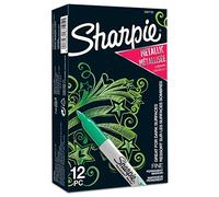 Sharpie Metallic Permanent Markers | Fine Point | Emerald Metallic | 12 Count