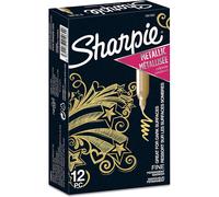 Sharpie Metallic Permanent Markers | Fine Point | Gold | 12 Count