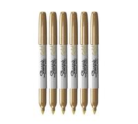 Sharpie Metallic Permanent Markers - Fine Point - Gold - Pack of 6