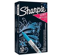Sharpie Metallic Permanent Markers | Fine Point | Sapphire Metallic | 12 Count