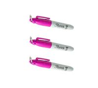 Sharpie Mini Permanent Markers | Fine Point | Pocket-Sized with Key Ring | Pink - Magenta | 3 Count