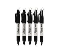 Sharpie Mini Permanent Markers with Golf Keychain Clips, Fine Point, Black Ink, Pack of 5
