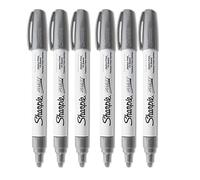 Sharpie Oil Based Paint Marker Pen Silver Medium Tip 6 Pack (Pink Band)