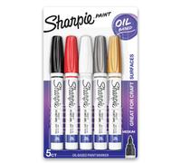 SHARPIE Oil-Based Paint Markers Medium Point Assorted & Metallic Colors 5 Count - Great for Rock Painting