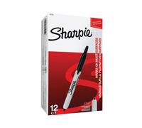 Sharpie Permanent Fine Marker Pen Retractable Black Box of 12 (S0810840)
