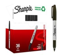 Sharpie Permanent Markers 2025040, Fine Point, Black Ink, 36 Marker Pens