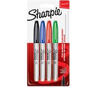 Sharpie Permanent Markers | Fine Point for Bold Details | BlackBlueRed and Green Ink Colours | 4 Marker Pens