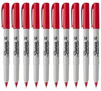 Sharpie Permanent Marker Pens - Ultra Fine Point - Red Ink - Pack of 10