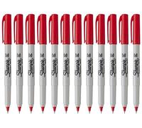 Sharpie Permanent Marker Pens - Ultra Fine Point - Red Ink - Pack of 12
