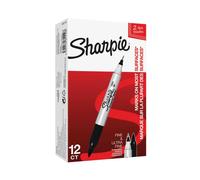 Sharpie Permanent Marker Twin Tip Fine/Ultra Fine Black (Pack of 12) S0811100
