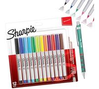 SHARPIE Permanent Marker | Ultra Fine Tip | 12 Marker Pens + Tikky Ballpoint Pen