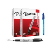 Sharpie Permanent Markers | Black Fine Point Pens | Bulk Pack | Bold Ink for Industrial, DIY, Office & Creative Use | 24 + Paper Mate Pen Gift