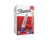 SHARPIE Permanent Markers, Broad, Chisel Tip, 12-Pack, Blue (38203)