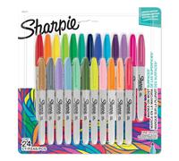 Sharpie Permanent Markers | Fine Point Colouring Pens | Assorted Colours | 24 Marker Pens
