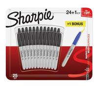 Sharpie Permanent Markers | Fine Point | 24 Black + 1 Blue Marker Pen | 25 Count Marker Set