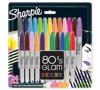 Sharpie Permanent Markers | Fine Point | 80s Glam Colours | 24 Count