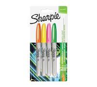 Sharpie Permanent Markers | Fine Point | Assorted Neon Colours | 4 Count