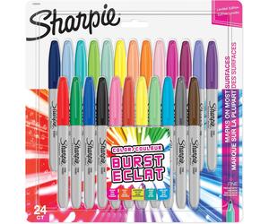 Sharpie Permanent Markers, Fine Point - Assorted Original & Colour Burst, 24-Pack