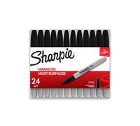 Sharpie Permanent Markers, Fine Point, Black, Box of 24