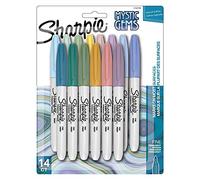 Sharpie Permanent Markers, Fine Point, Featuring Mystic Gem Color Markers, Assorted, 14 Count