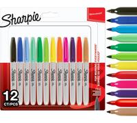 Sharpie Permanent Marker Fine Tip 0.9mm Line Assorted Colours (Pack 12)