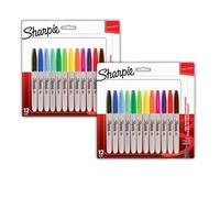 Sharpie Permanent Markers | Fine Point for Bold Details | Assorted Colours | 12 Count x 2