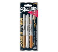 Sharpie Permanent Markers | Fine Point for Bold Details | Assorted Metallic Colours | 3 Marker Pens