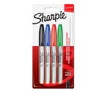 Sharpie Permanent Markers | Fine Point for Bold Details | Black, Blue, Red and Green Ink Colours | 4 Marker Pens