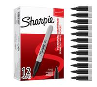 Sharpie Permanent Markers | Fine Point for Bold Details | Black Ink | 12 Count Marker Pens