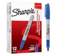 SHARPIE Set of 6 Fine Permanent Markers, Blue