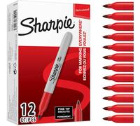 Sharpie Permanent Markers | Fine Point for Bold Details | Red Ink | 12 Marker P
