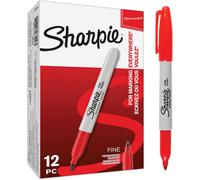 Sharpie Permanent Markers | Fine Point for Bold Details | Red Ink | 12 Marker P