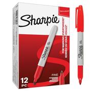 Sharpie Permanent Markers | Fine Point for Bold Details | Red Ink | 12 Marker Pens