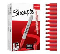 Sharpie Permanent Markers | Fine Point for Bold Details | Red Ink | 12 Marker Pens
