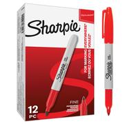 Sharpie Permanent Markers | Fine Point for Bold Details | Red Ink | 12 Marker Pens
