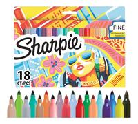 Sharpie Permanent Markers | Fine Point | Pack of 18 - Assorted Colours (2223752)