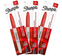 Sharpie Permanent Markers, Fine Point, Red Ink, Pack of 3 (30102)